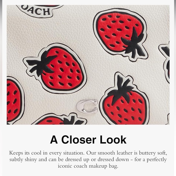 New! Coach Strawberry Cosmetic Pouch - Picture 2 of 6